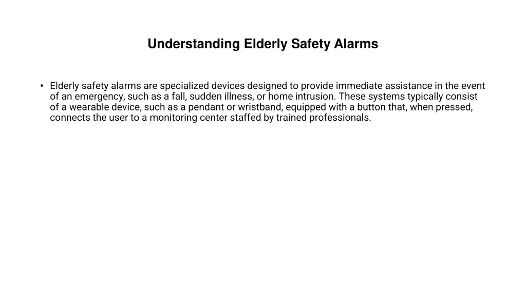 understanding elderly safety alarms