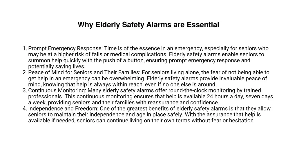 why elderly safety alarms are essential