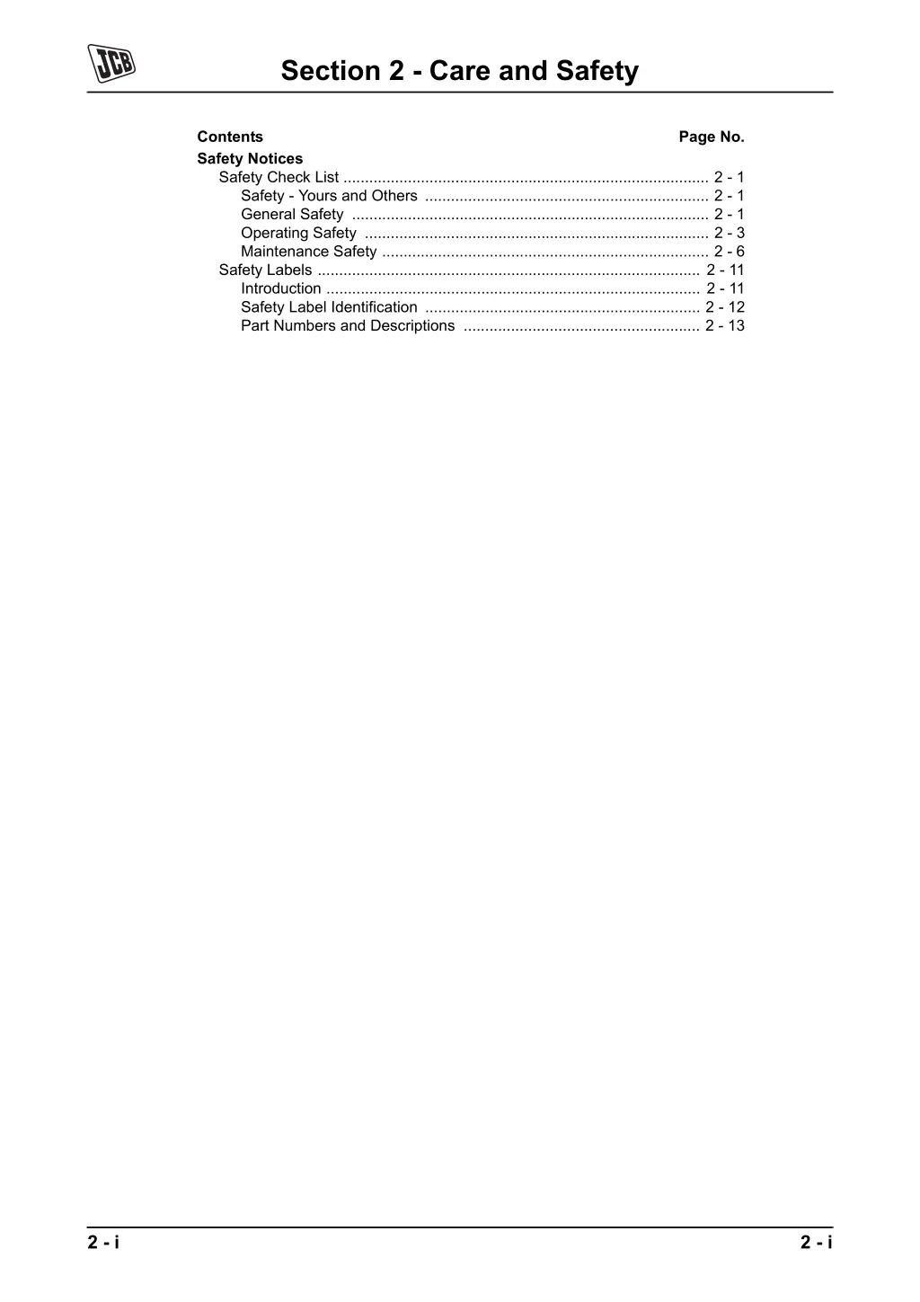 section 2 care and safety