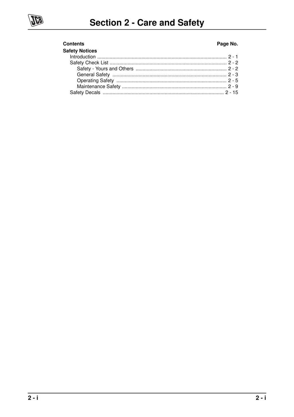 section 2 care and safety