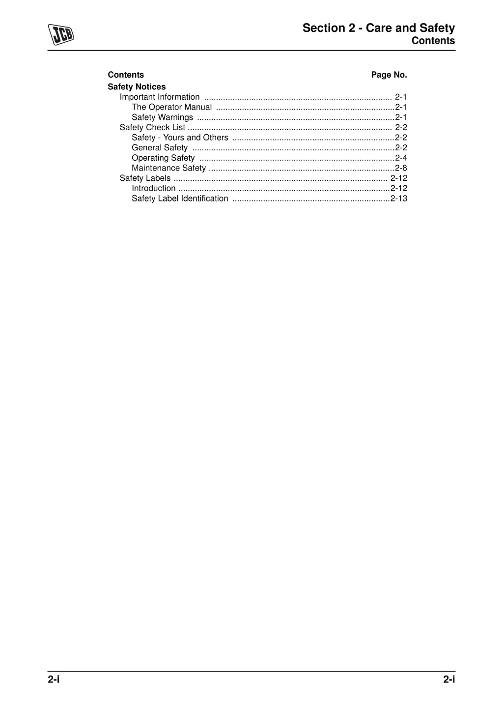 section 2 care and safety