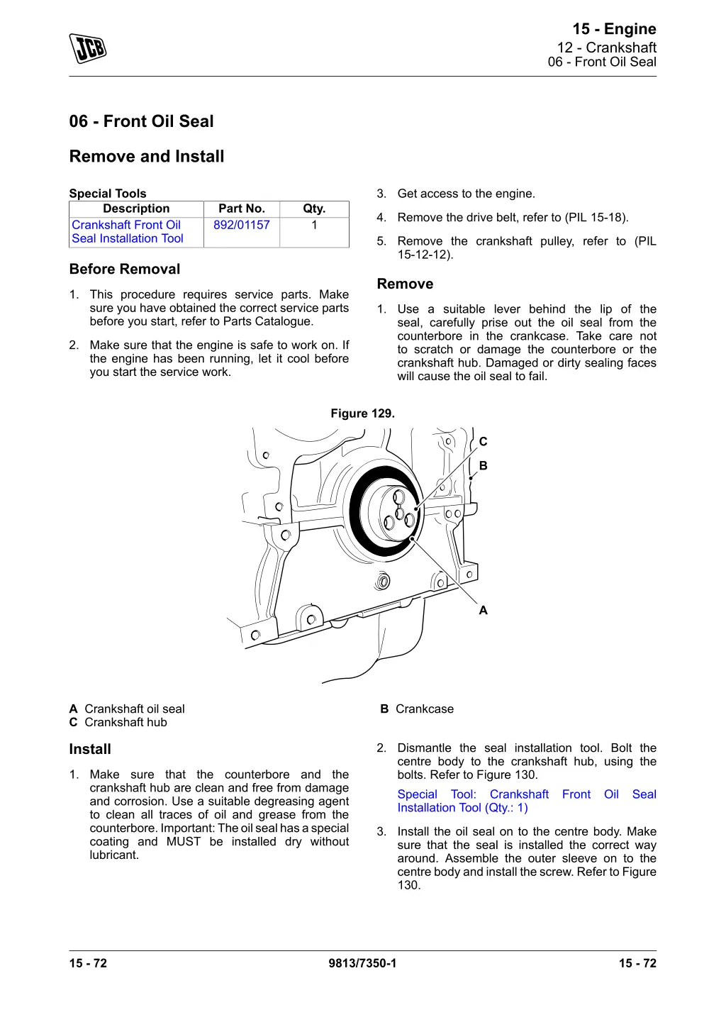 15 engine 12 crankshaft 06 front oil seal