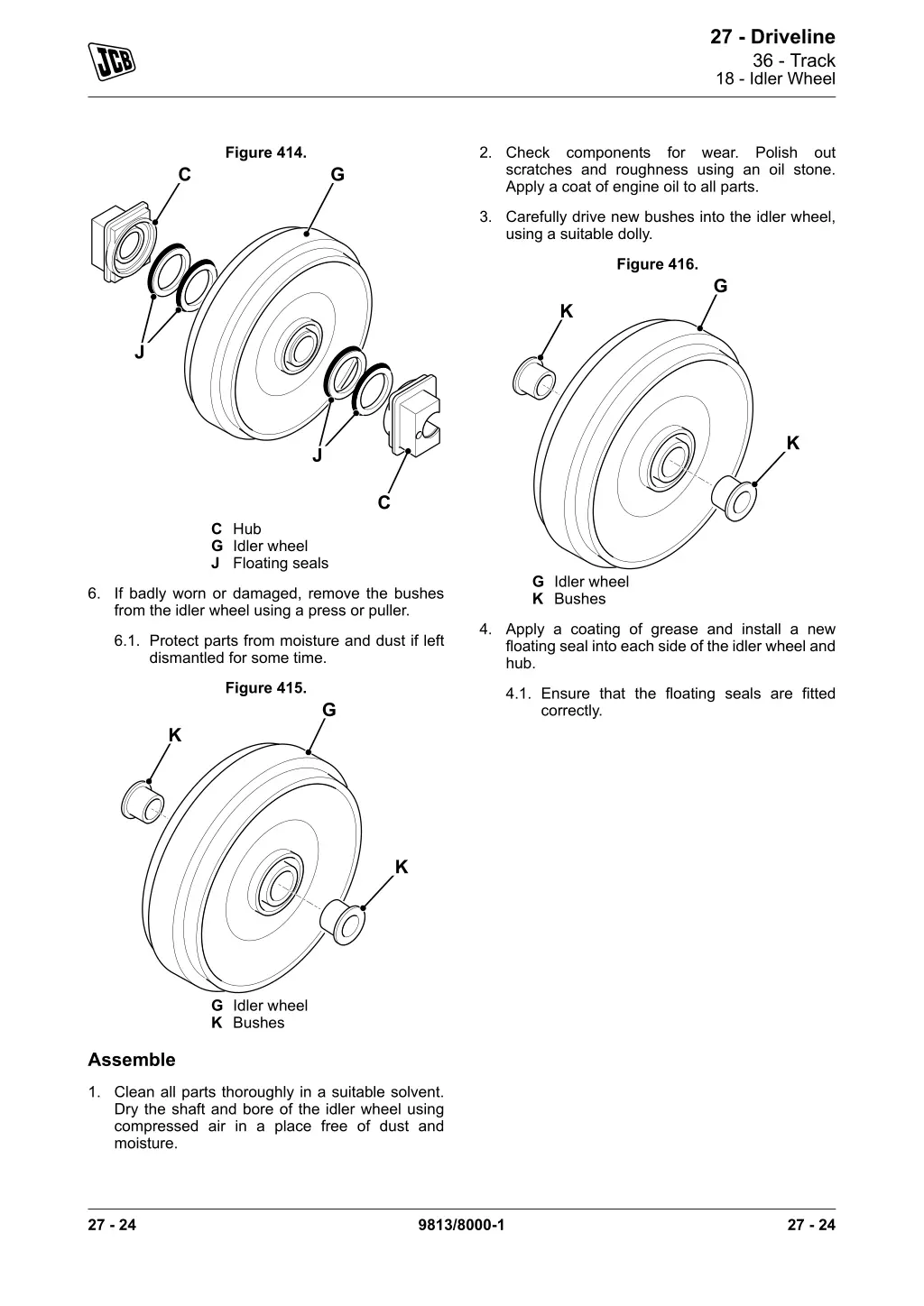 27 driveline 36 track 18 idler wheel 3