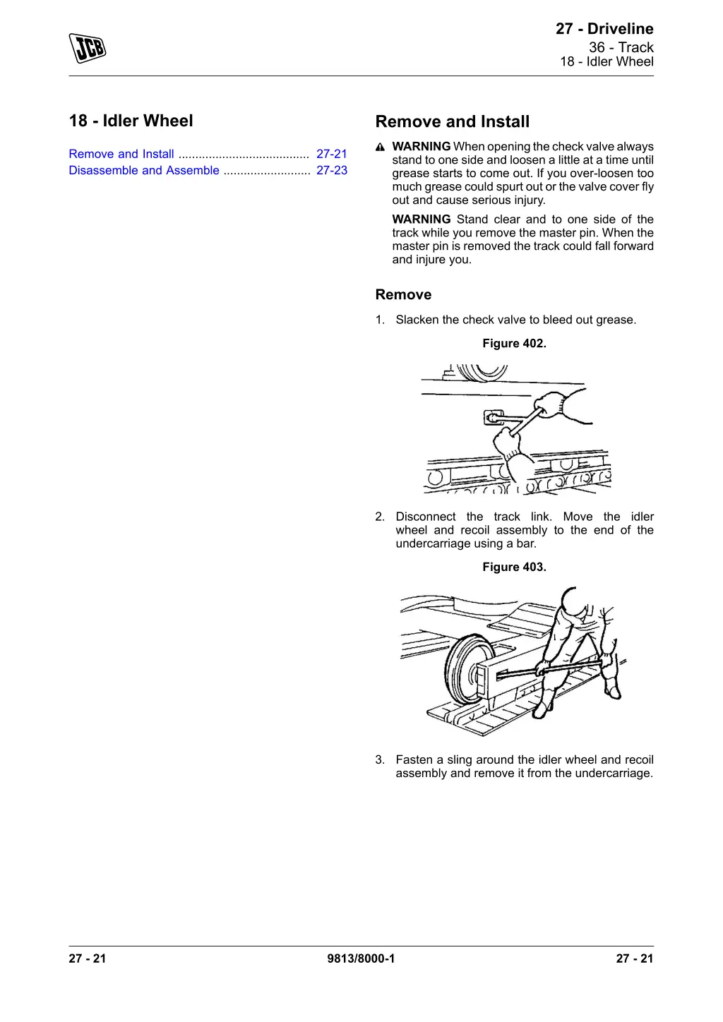 27 driveline 36 track 18 idler wheel