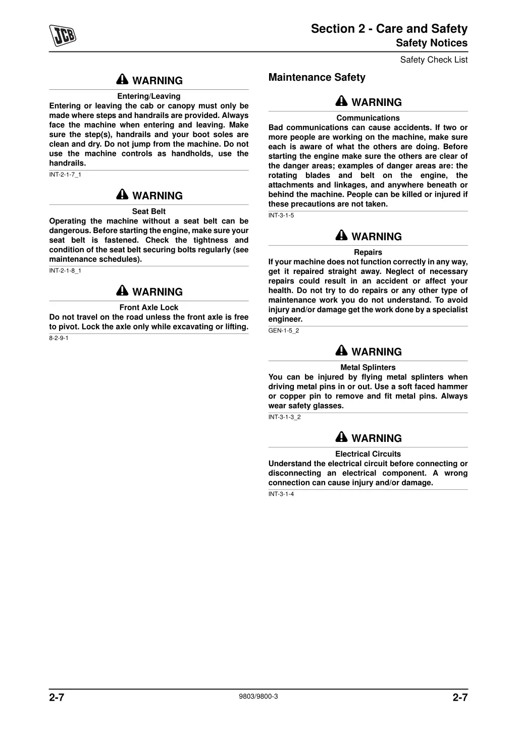 section 2 care and safety 7