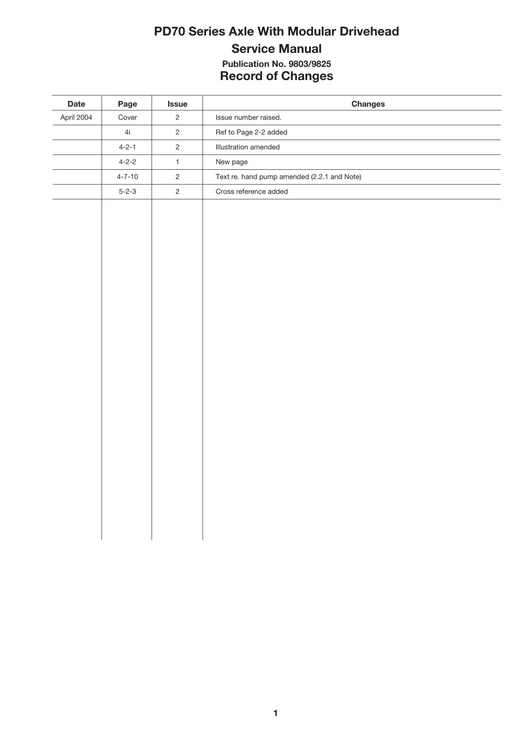 pd70 series axle with modular drivehead service