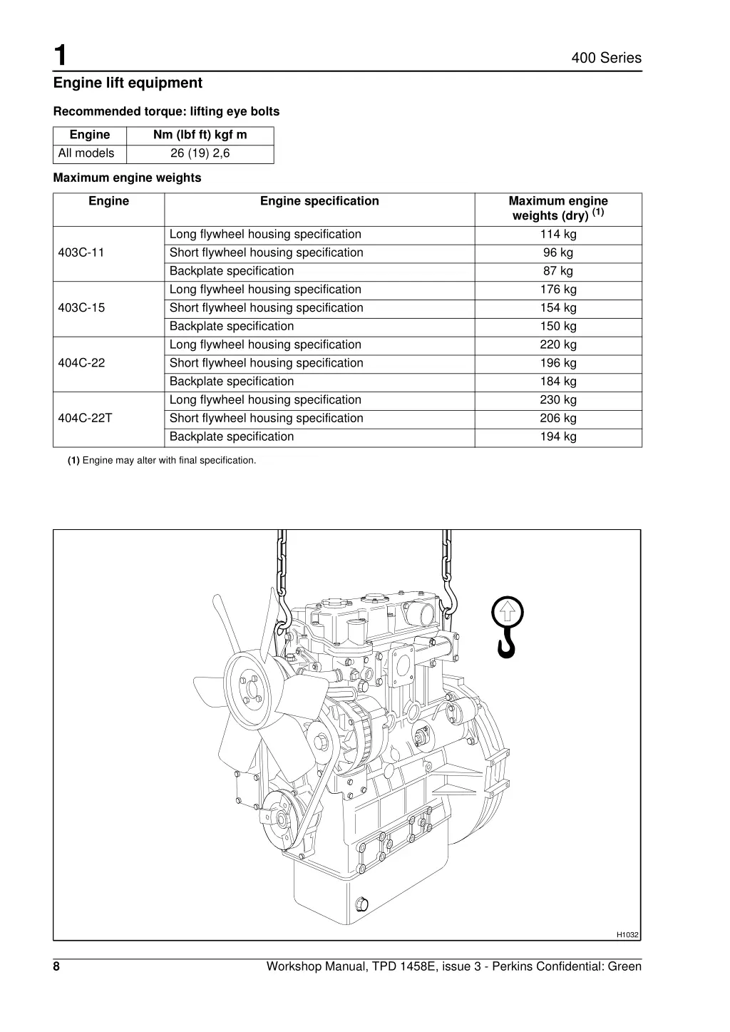 1 engine lift equipment