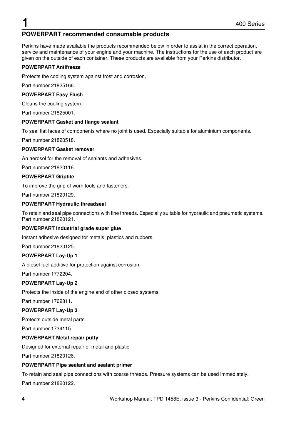 1 powerpart recommended consumable products