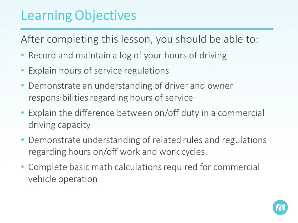 learning objectives learning objectives