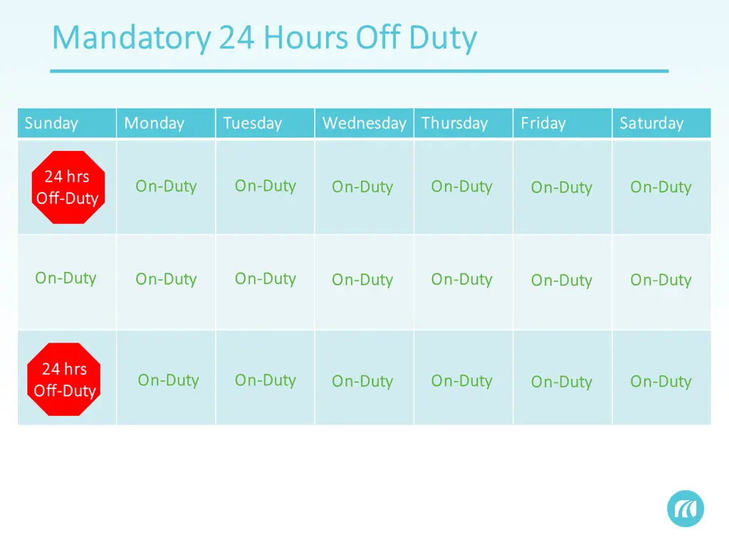 mandatory 24 hours off duty mandatory 24 hours