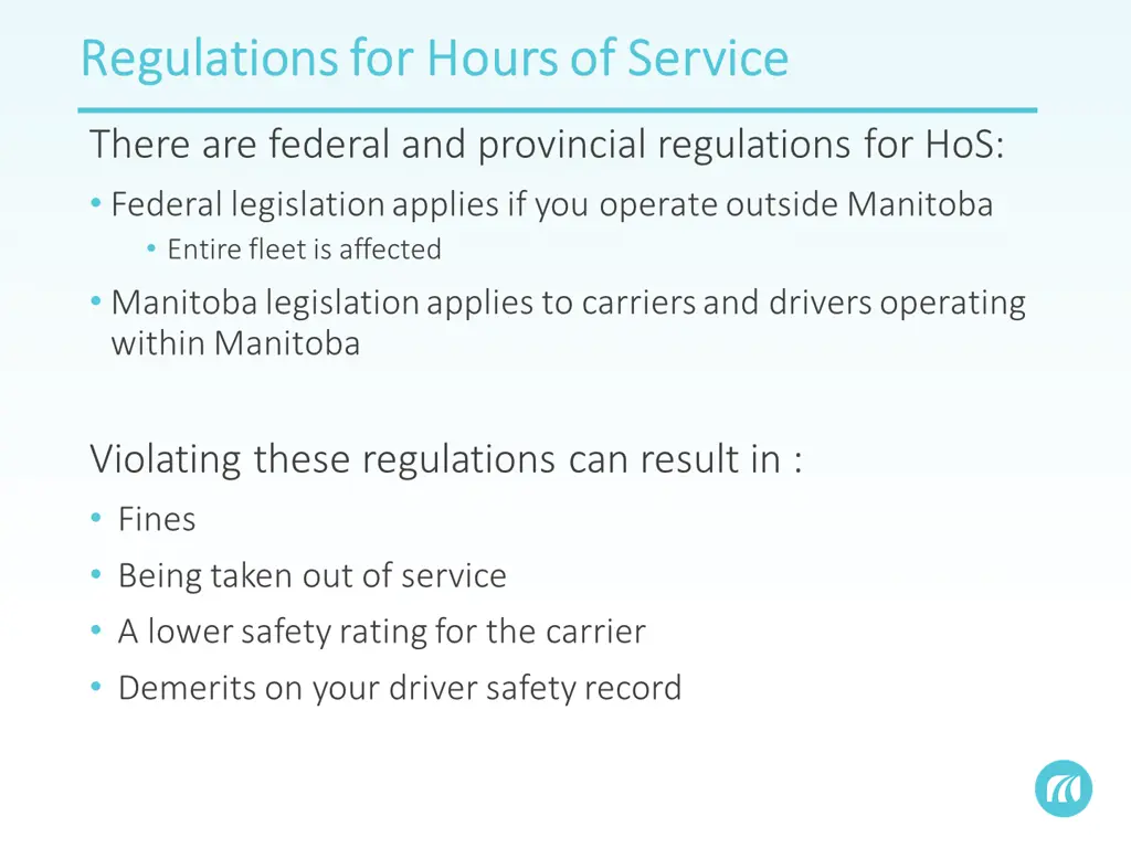 regulations for hours of service regulations