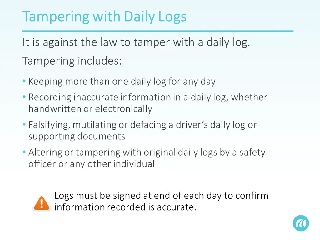 tampering with daily logs tampering with daily