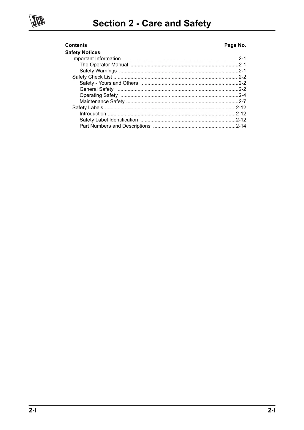 section 2 care and safety