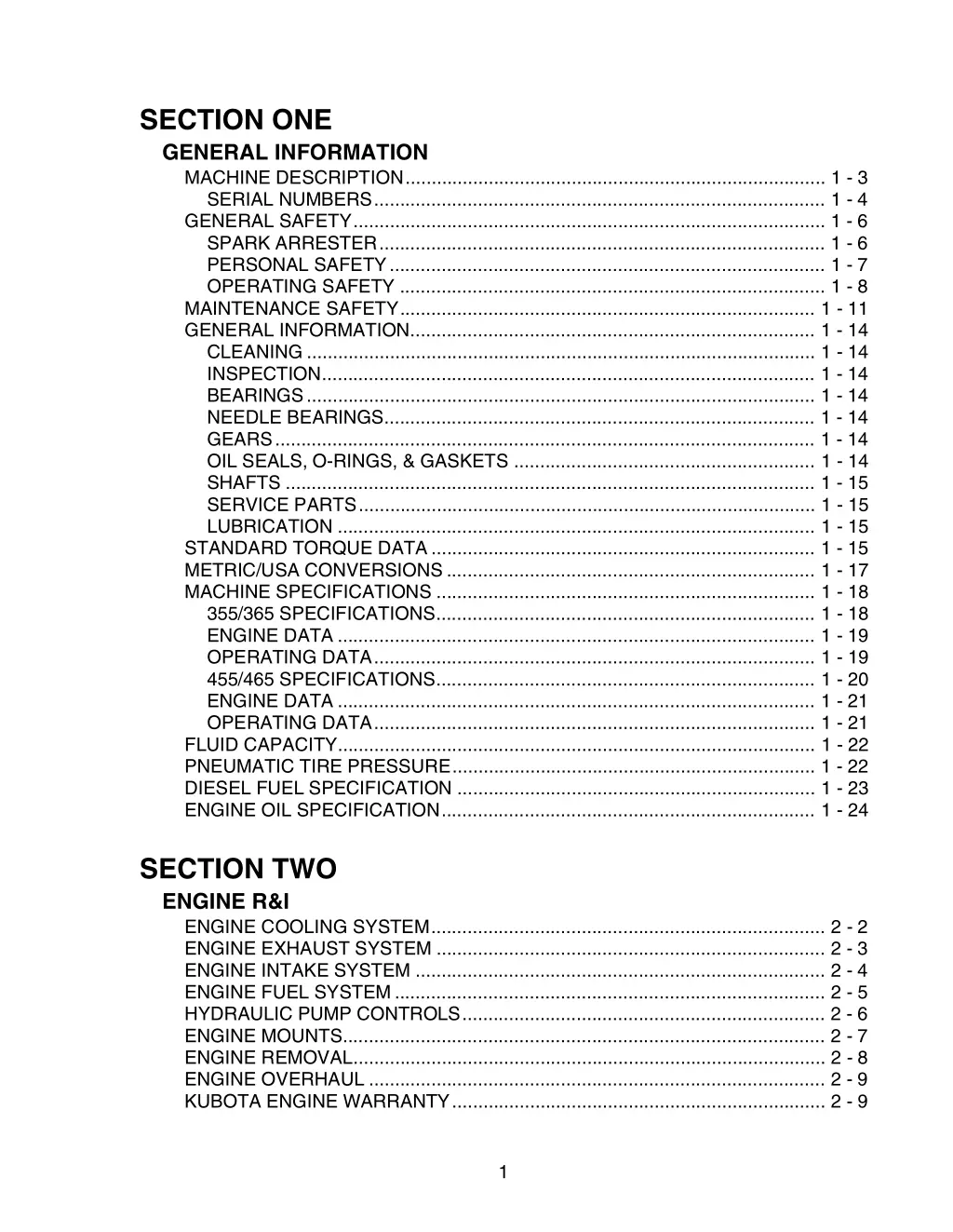 section one general information machine