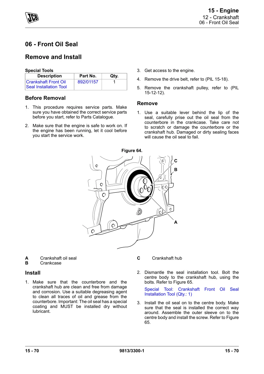 15 engine 12 crankshaft 06 front oil seal