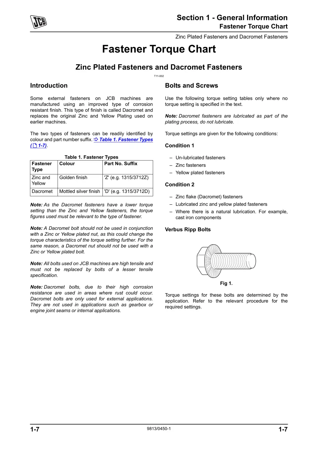 section 1 general information fastener torque