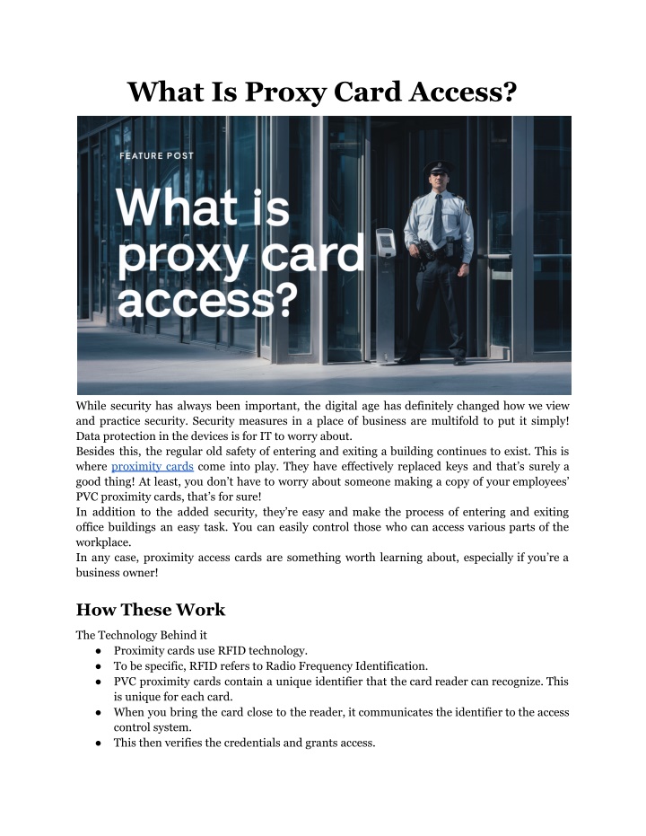 what is proxy card access