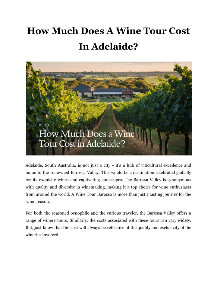 how much does a wine tour cost