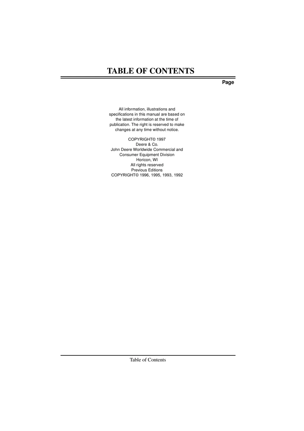 table of contents 1