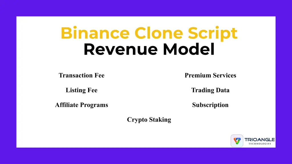 binance clone script revenue model