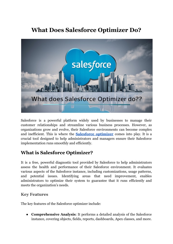 what does salesforce optimizer do