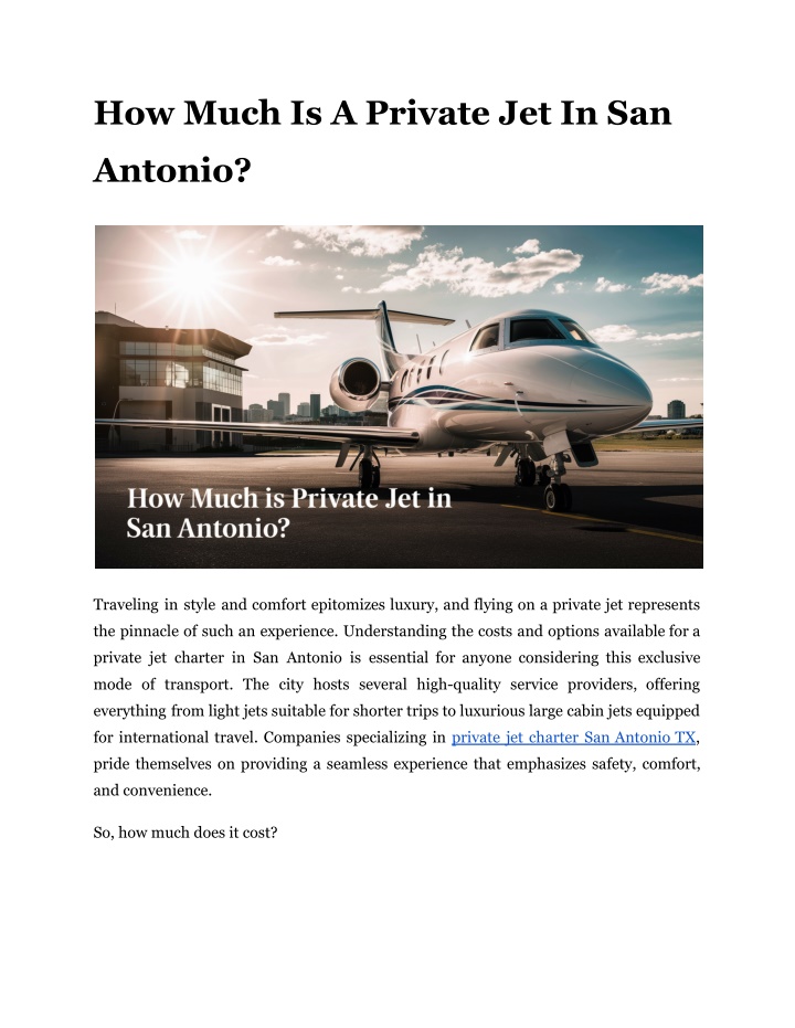 how much is a private jet in san