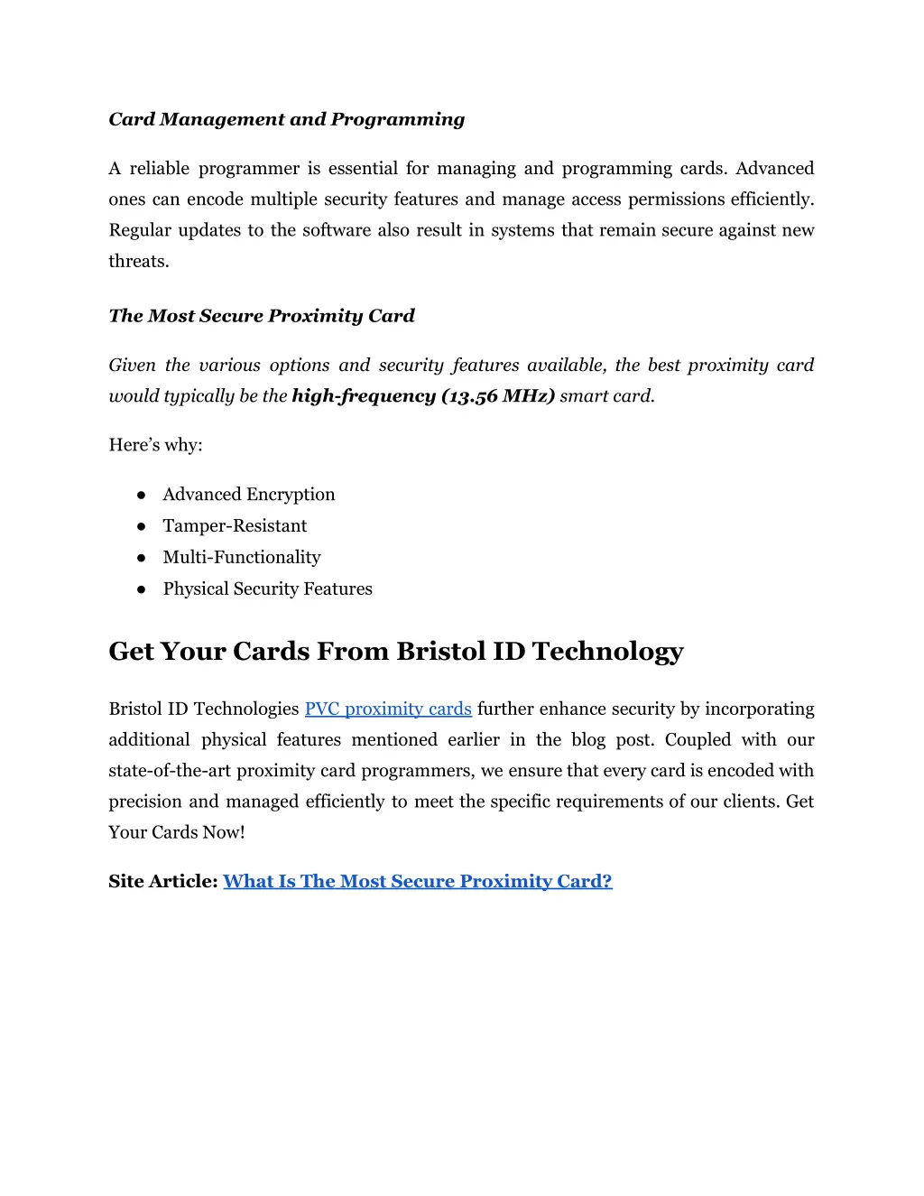 card management and programming