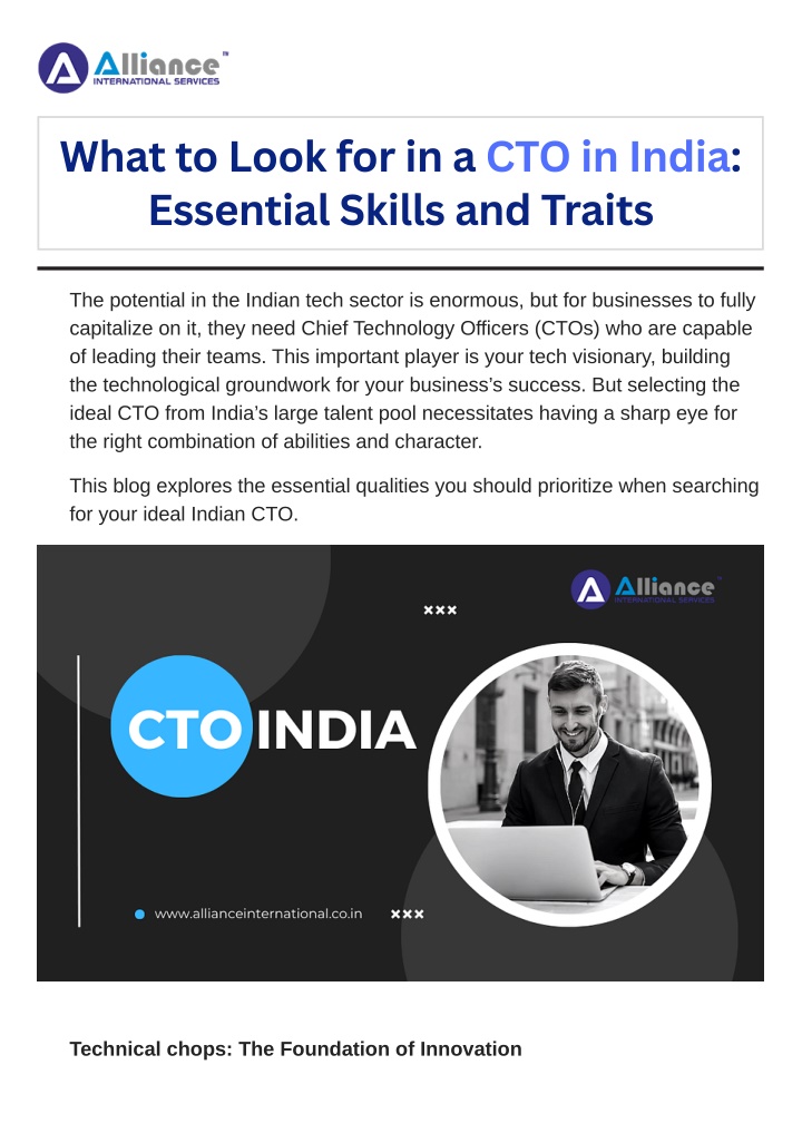 what to look for in a cto in india essential