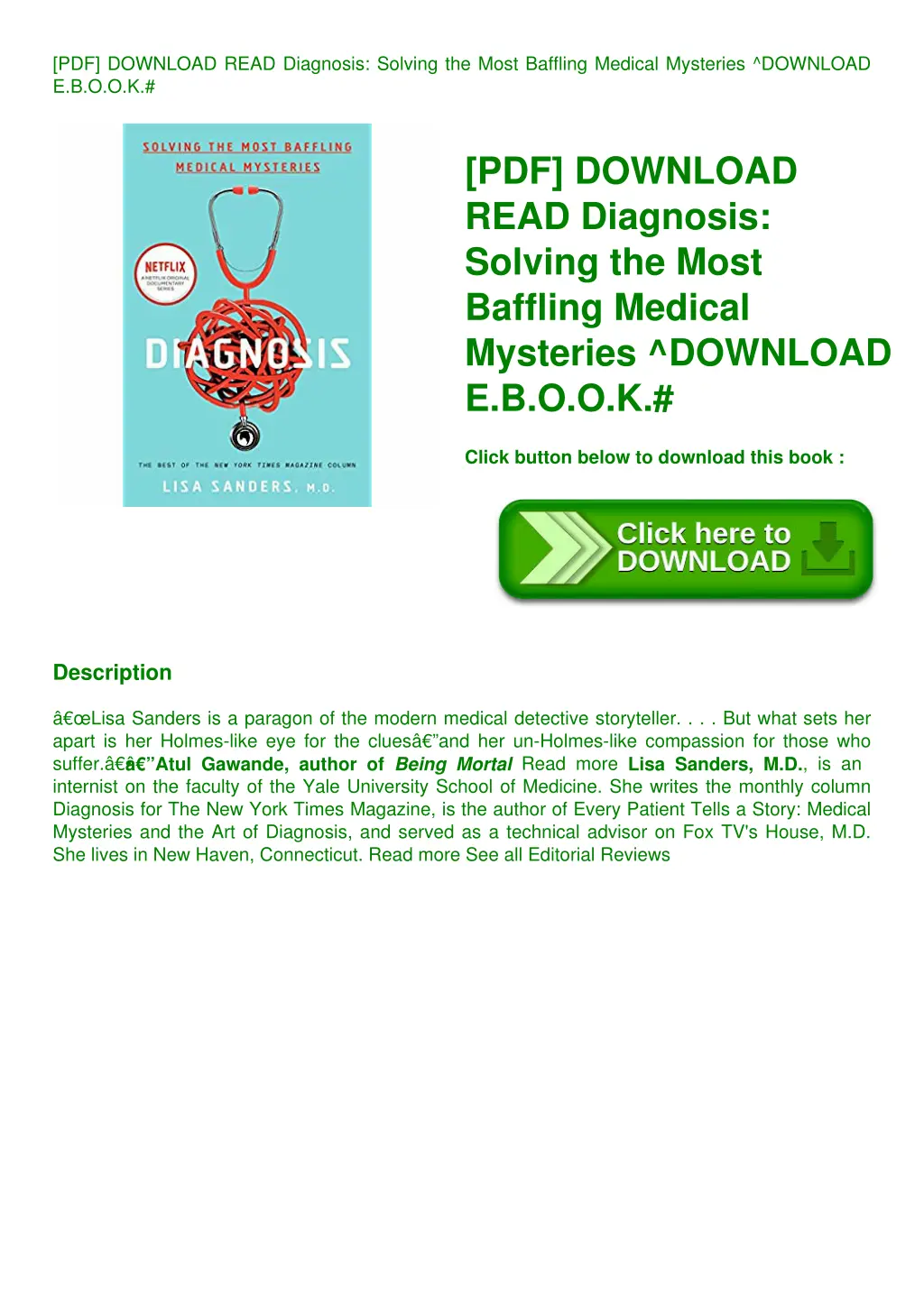 pdf download read diagnosis solving the most