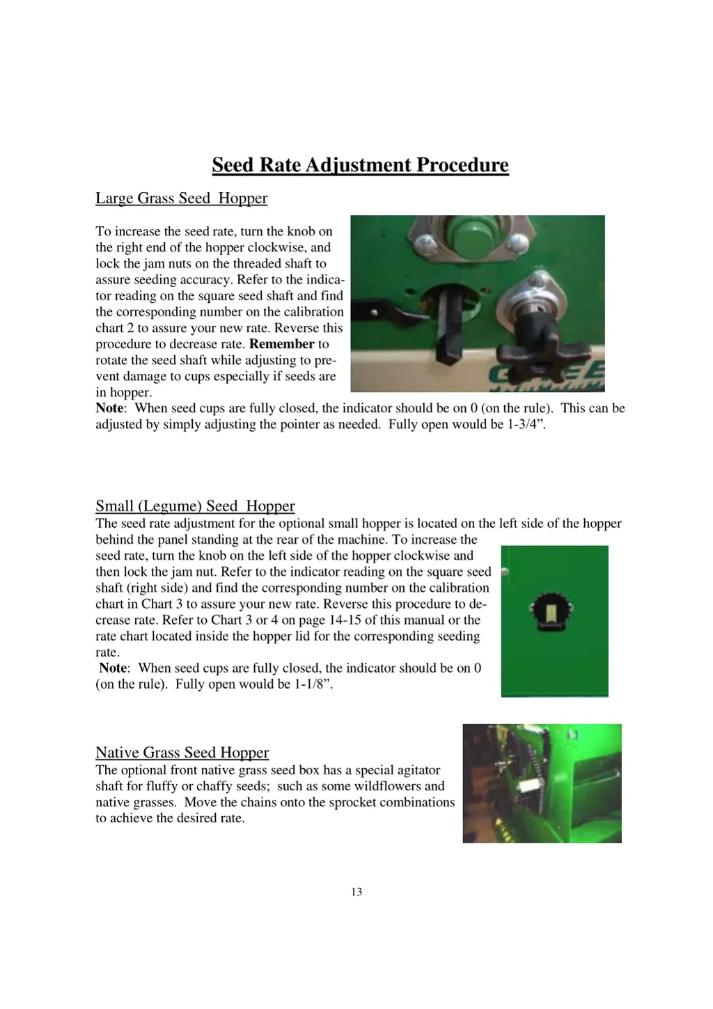 seed rate adjustment procedure