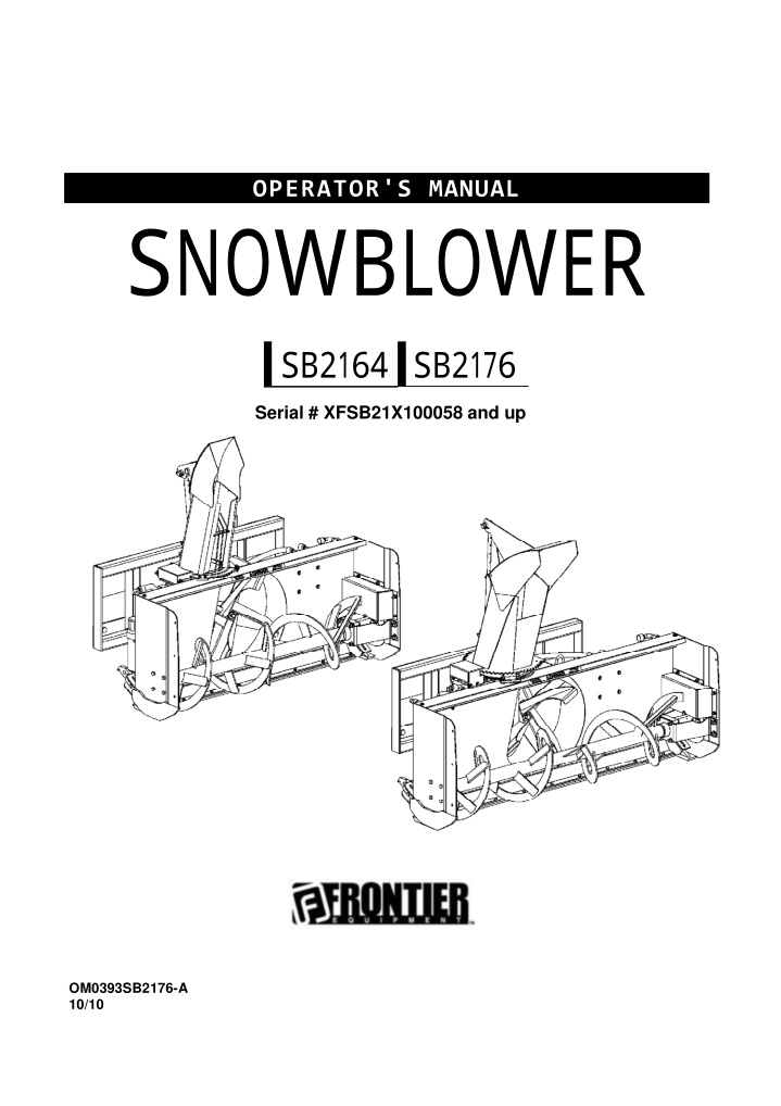 operator s manual snowblower