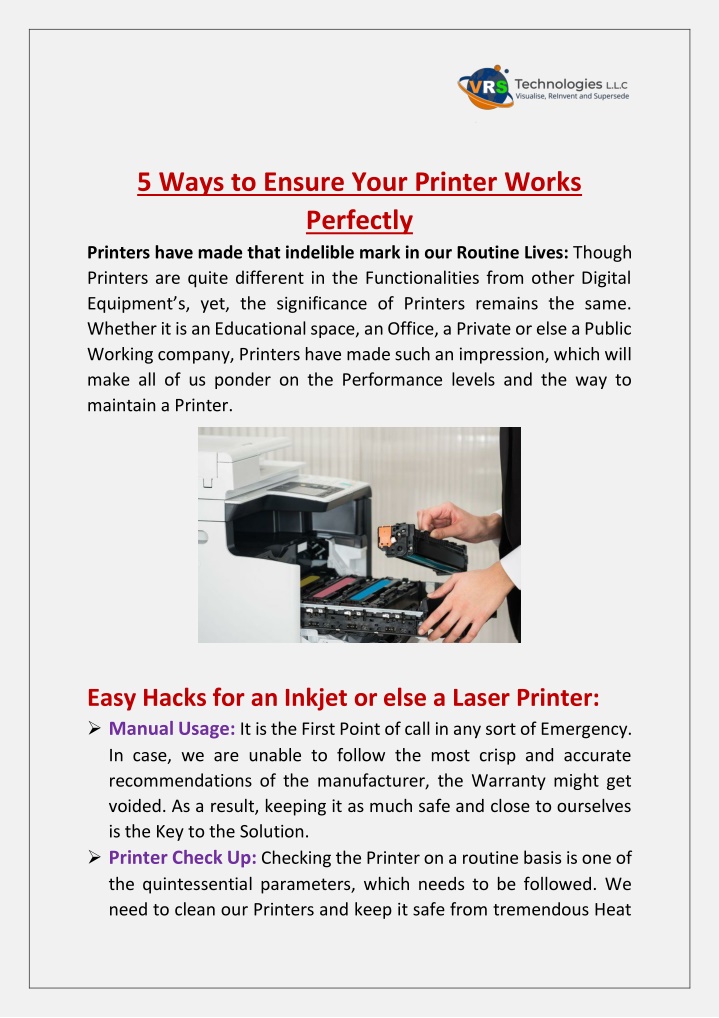 5 ways to ensure your printer works perfectly