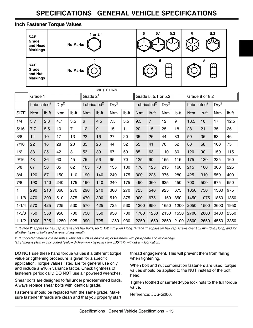 specifications general vehicle specifications 2