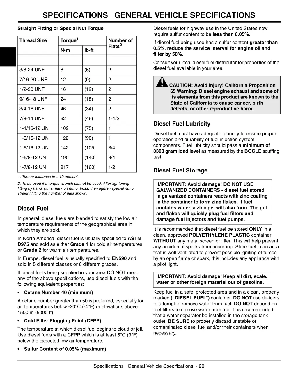 specifications general vehicle specifications 7