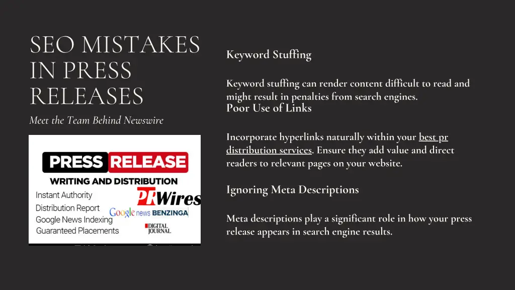 seo mistakes in press releases