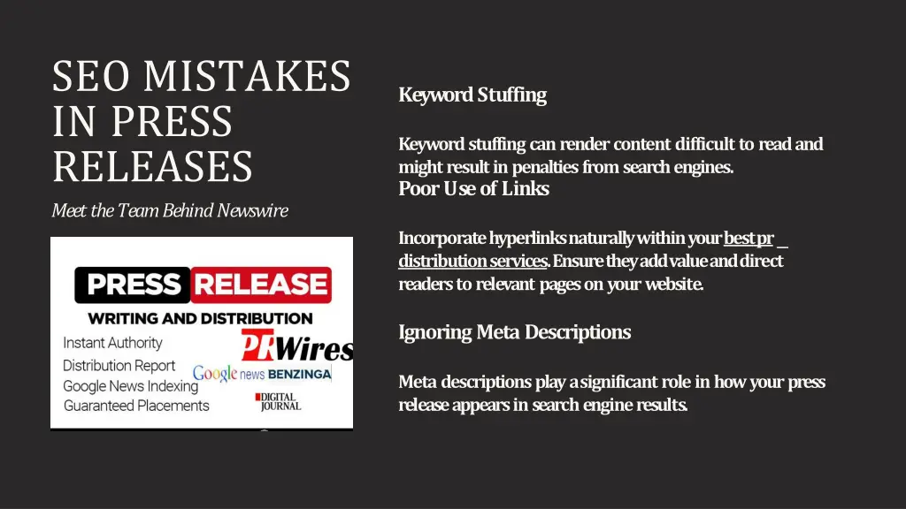 seo mistakes in press releases