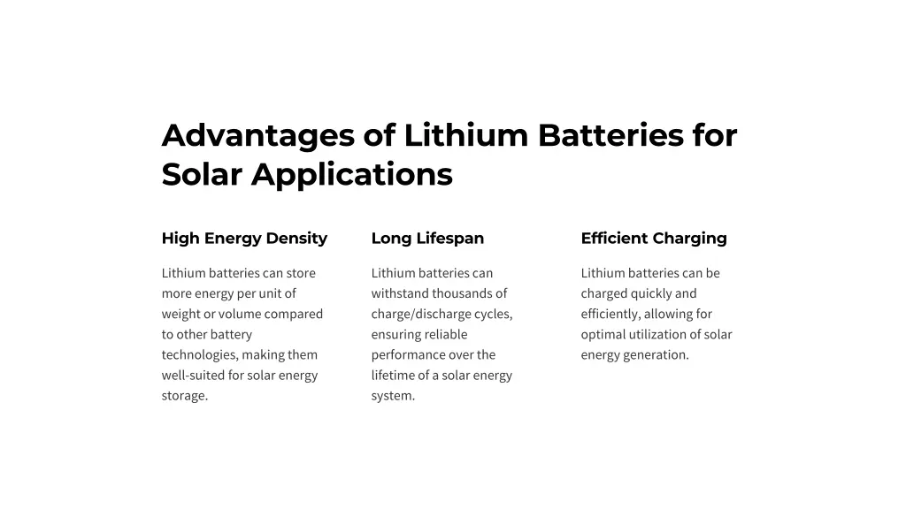 advantages of lithium batteries for solar