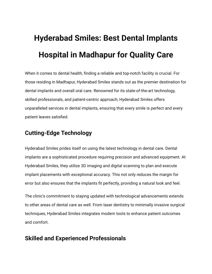 hyderabad smiles best dental implants