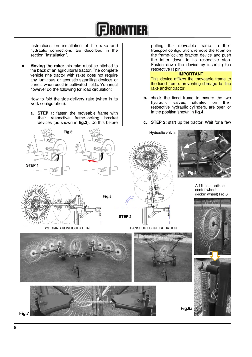 instructions on installation of the rake