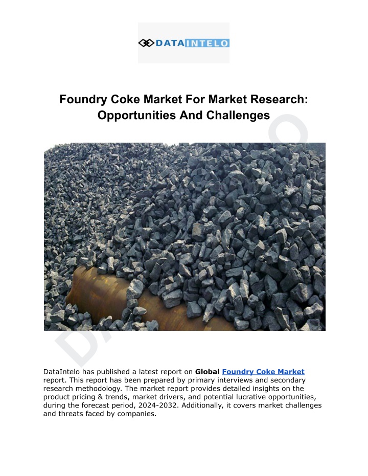 foundry coke market for market research