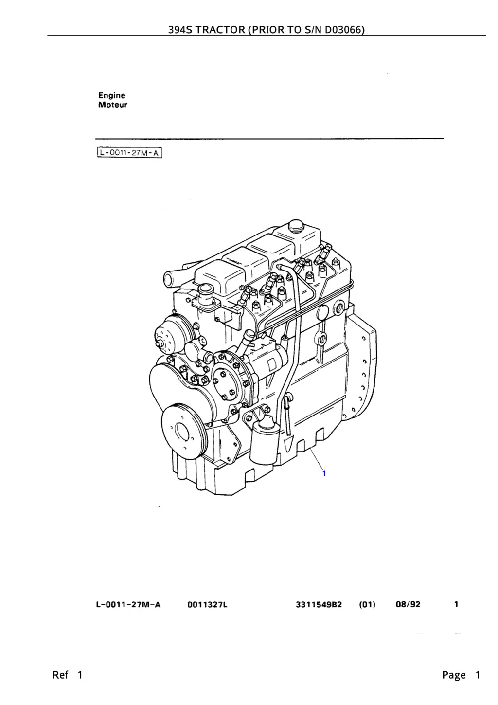 394s tractor prior to s n d03066 394s tractor