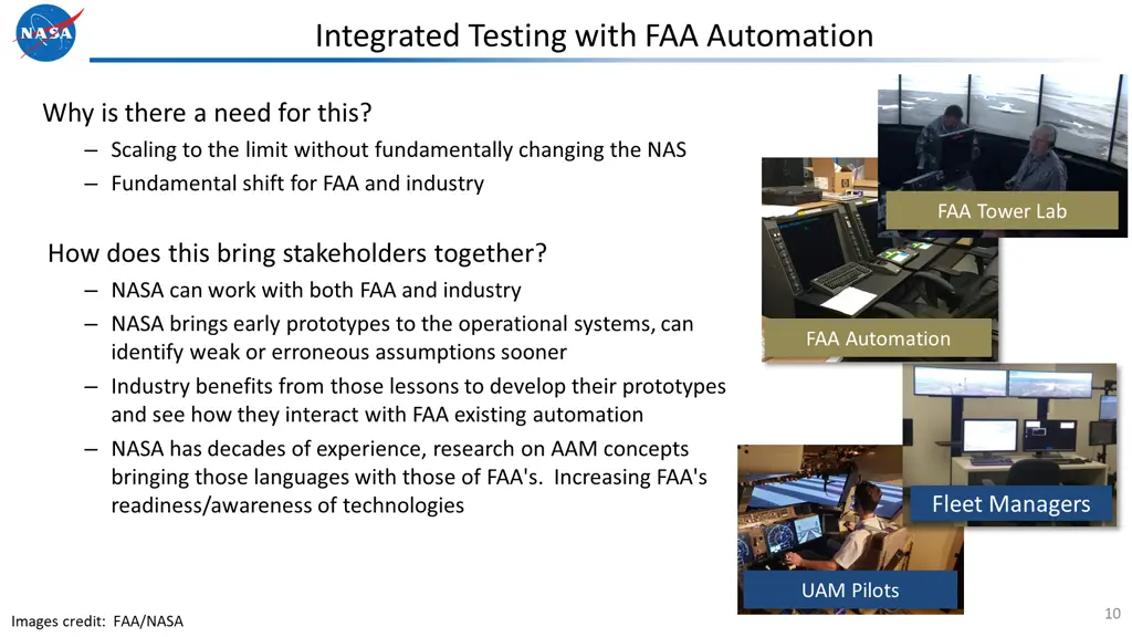 integrated testing with faa automation