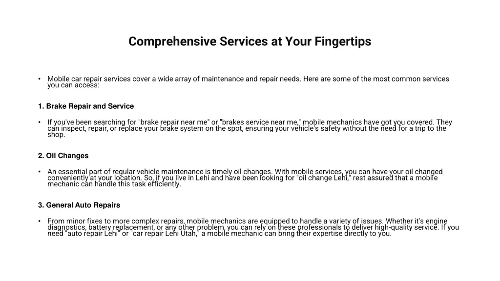 comprehensive services at your fingertips