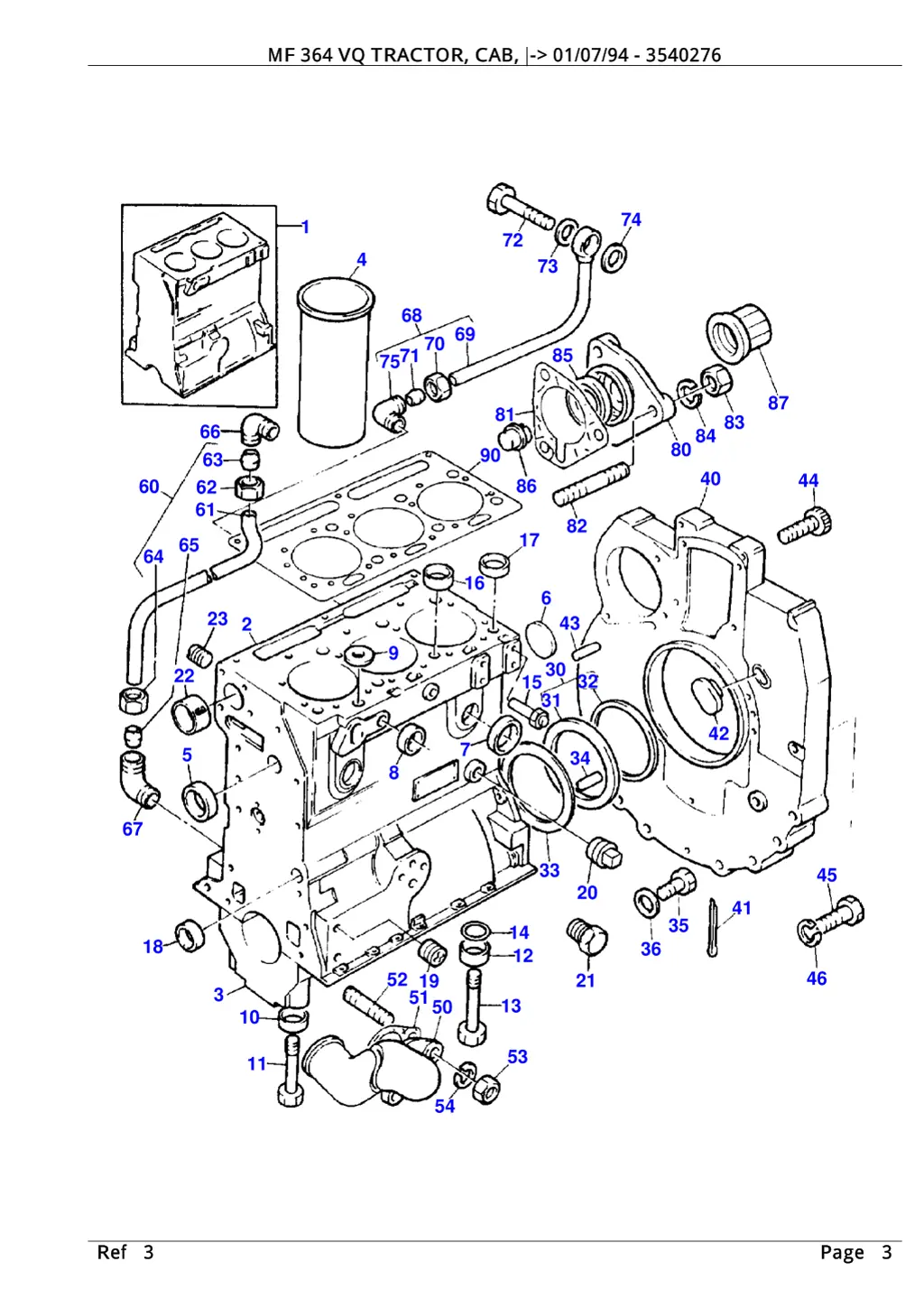 mf 364 vq tractor cab 01 07 94 3540276 2