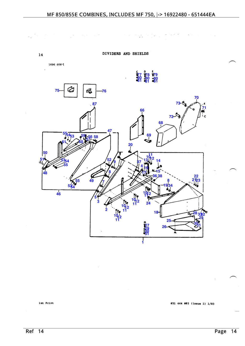 mf 850 855e combines includes mf 750 16922480 6