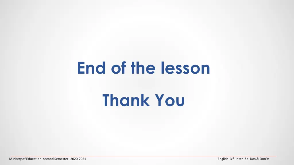 end of the lesson