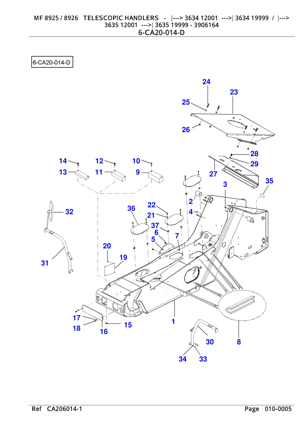 mf 8925 8926 telescopic handlers 3634 12001 3634