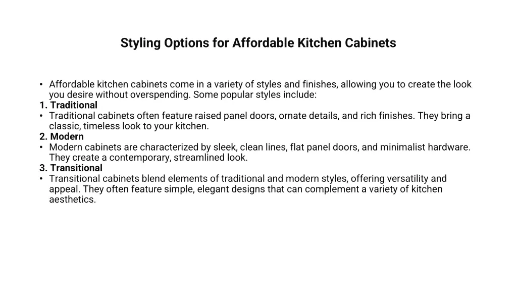 styling options for affordable kitchen cabinets