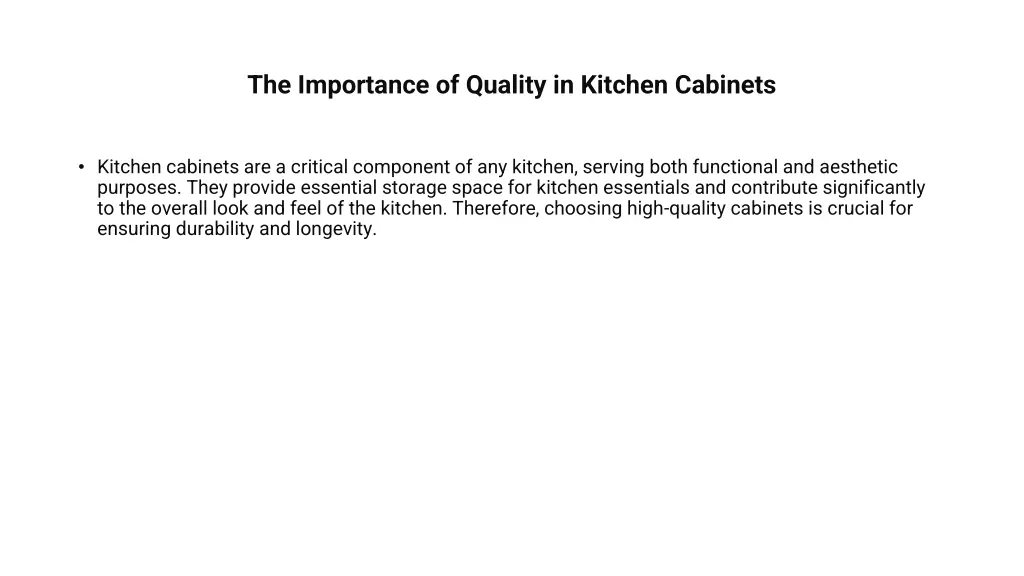 the importance of quality in kitchen cabinets