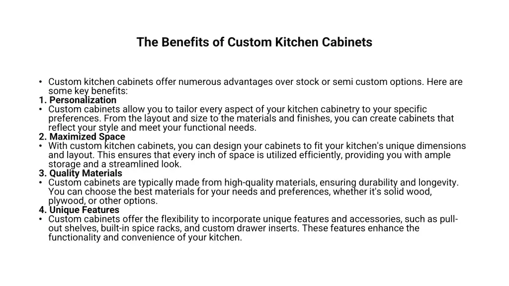 the benefits of custom kitchen cabinets